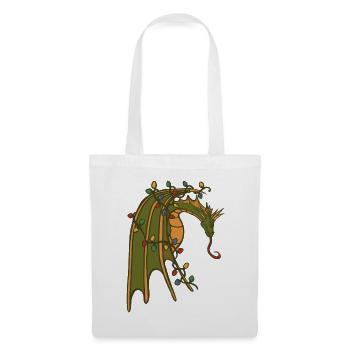 Drache mit Weihnachtslichtern - Stoffbeutel - Weiß - Vorne