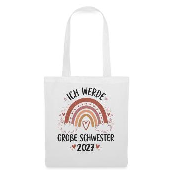 Große Schwester 2027 Boho Regenbogen - Stoffbeutel - Weiß - Vorne