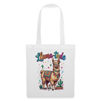 Llama-tude Lustiges Llama Alpakas Design - Stoffbeutel - Weiß - Vorne