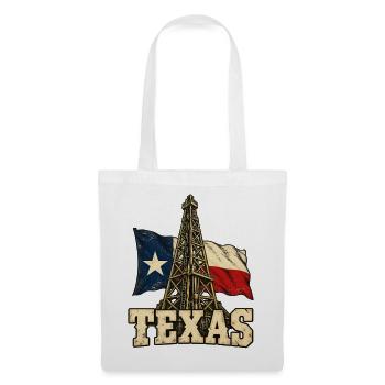Texas Fahne und Bohrturm - Stoffbeutel - Weiß - Vorne