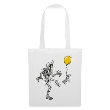 Tja, Scheiße, Skelett, fliegender Fuß, gelber Ballon-Meme - Stoffbeutel - Weiß - Vorne