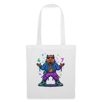 Cyberpunk Capybara Streetwear Zukunft Gamer - Stoffbeutel - Weiß - Vorne