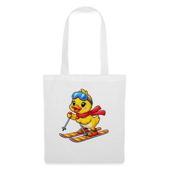 Süße Ente Skifahrer Cartoon Wintersport - Stoffbeutel - Weiß - Vorne