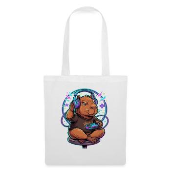 Capybara Gamer Mit Controller Gaming Kawaii - Stoffbeutel - Weiß - Vorne