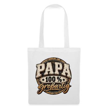 Vatertag Papa 100% großartig Geschenk für Papa - Stoffbeutel - Weiß - Vorne