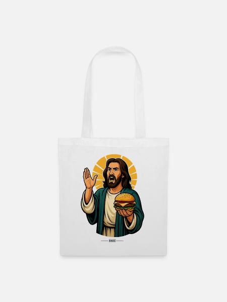Burger Jesus Pop-Kunst - Stoffbeutel - Weiß
