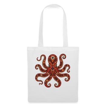 Folk Art Octopus - Stoffbeutel - Weiß - Vorne