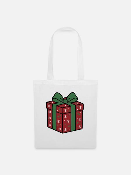 Festliches Weihnachtsgeschenk Frohe Weihnachtsüberraschung - Stoffbeutel - Weiß
