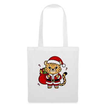 Süße Kawaii-Weihnachts-Gepard-Feiertags-Großkatze - Stoffbeutel - Weiß - Vorne