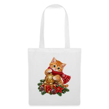 Katze Winterkuss - Stoffbeutel - Weiß - Vorne