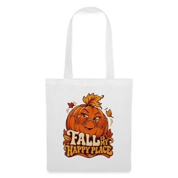 Fall Is My Happy Place – Kürbis T-Shirt  - Stoffbeutel - Weiß - Vorne