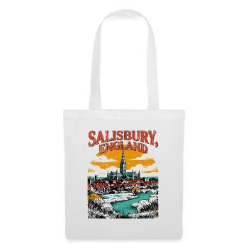 City Salisbury England Vintage Cathedral Skyline - Stoffbeutel - Weiß - Vorne