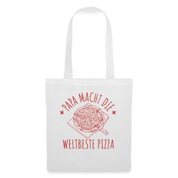 Papa macht die weltbeste Pizza Retro Pizzabäcker - Stoffbeutel - Weiß - Vorne
