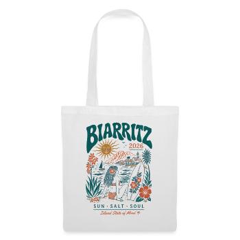 Biarritz 2026 Surf Insel Vibes - Stoffbeutel - Weiß - Vorne
