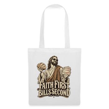 Lustiger Vater Christian Dad First Bills Second - Stoffbeutel - Weiß - Vorne
