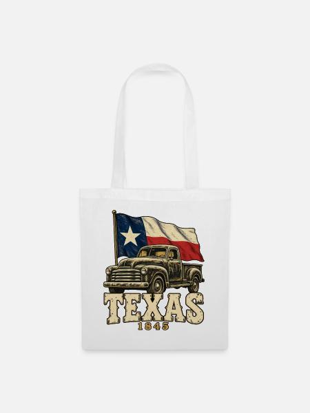Texas Retro-Truck Flagge 1845 - Stoffbeutel - Weiß