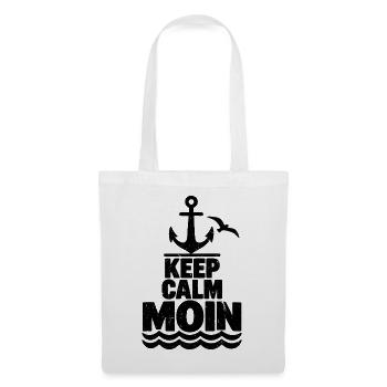 Keep Calm Moin – Maritimer Grunge Look  - Stoffbeutel - Weiß - Vorne