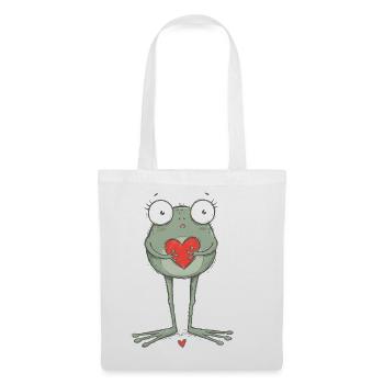 Süßer Frosch Herz Liebe Valentinstag-T-Shirt - Stoffbeutel - Weiß - Vorne