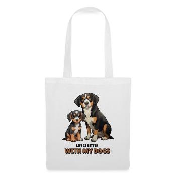 Entlebucher Sennenhund – Hunde Geschenk Idee - Stoffbeutel - Weiß - Vorne