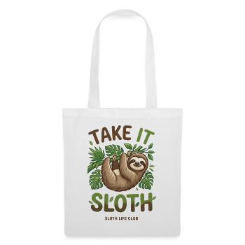 Take It Sloth – Gemütliches Faultier Geschenk - Stoffbeutel - Weiß - Vorne