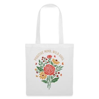 Positive Mind Wild Soul Blumendesign - Stoffbeutel - Weiß - Vorne
