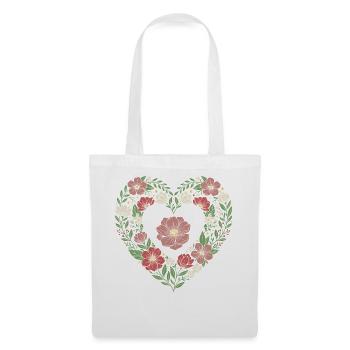 Floral Heart Wildblumen-Design - Stoffbeutel - Weiß - Vorne