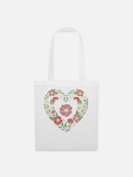 Floral Heart Wildblumen-Design - Stoffbeutel - Weiß