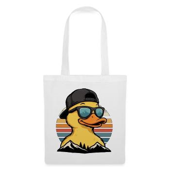 Retro Entenmotiv mit Sonnenbrille - Stoffbeutel - Weiß - Vorne