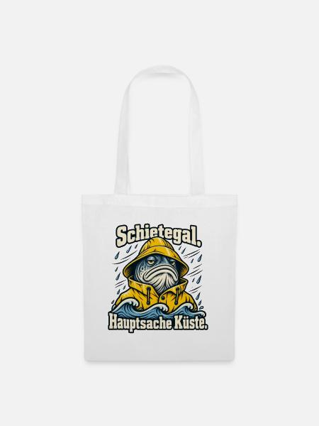 Norddeutsch Fischkopp Küstenliebe Schietegal - Stoffbeutel - Weiß