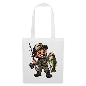 Angler Kawaii Style – Süßes Angelmotiv - Stoffbeutel - Weiß - Vorne