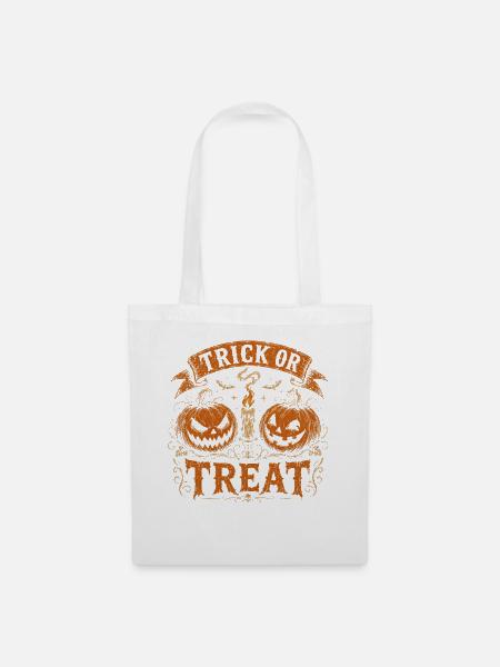 Süßes-oder-Saures-Kürbiswappen Halloween - Stoffbeutel - Weiß