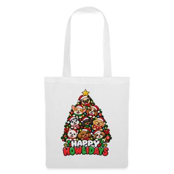 Happy Howlidays Hundebaum - Stoffbeutel - Weiß - Vorne