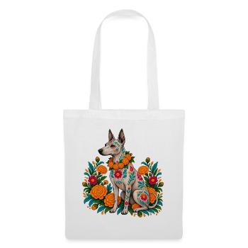 Dia De Los Muertos Hundeskelett Sugarskull - Stoffbeutel - Weiß - Vorne