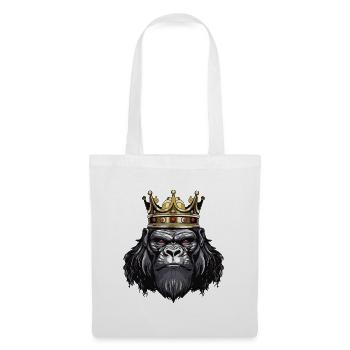 Gorilla Kopf mit Krone - Stoffbeutel - Weiß - Vorne
