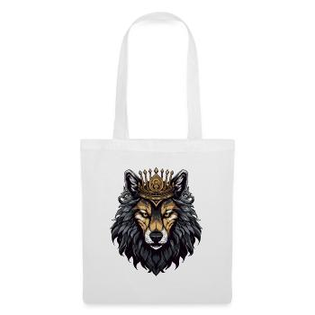 Wolf Kopf mit Krone - Stoffbeutel - Weiß - Vorne
