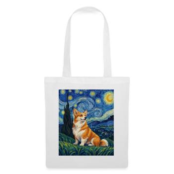 Corgi Sternennacht – lustiger walisischer Corgi-Hundeliebhaber - Stoffbeutel - Weiß - Vorne