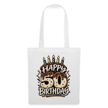 50. Geburtstag Happy 50 Birthday Runder Geburtstag - Stoffbeutel - Weiß - Vorne