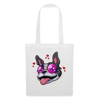 Boston Terrier Brille Humor - Stoffbeutel - Weiß - Vorne