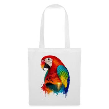 Tropical Sunset Palm Sea Beach Parrot Papagei - Stoffbeutel - Weiß - Vorne