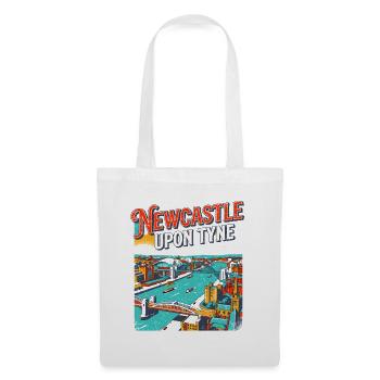 Vintage Newcastle Upon Tyne City Skyline - Stoffbeutel - Weiß - Vorne