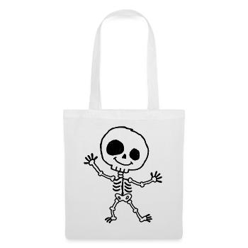 Fröhliches Halloween-Skelett im Kinder-Kritzelstil - Stoffbeutel - Weiß - Vorne