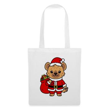 Süße Kawaii Hyäna Santa Weihnachtsgeschenktüte - Stoffbeutel - Weiß - Vorne