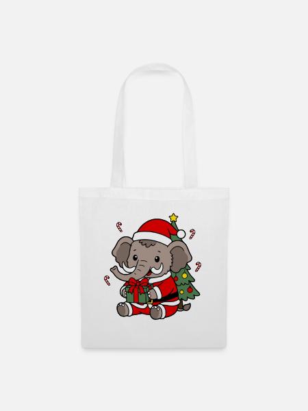 Süßes Kawaii-Mammut-Weihnachtsbaumgeschenk - Stoffbeutel - Weiß