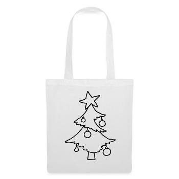 Weihnachtsbaum mit Stern – Kinderkritzelei - Stoffbeutel - Weiß - Vorne