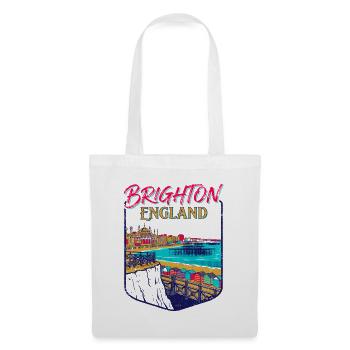 City Vintage Brighton England Coastal Skyline - Stoffbeutel - Weiß - Vorne