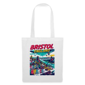 Retro Bristol England City Skyline Travel - Stoffbeutel - Weiß - Vorne