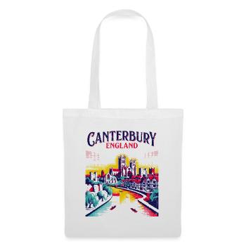 City Vintage Canterbury England Cathedral Skyline - Stoffbeutel - Weiß - Vorne