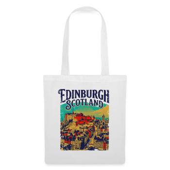 City Vintage Edinburgh Scotland Skyline - Stoffbeutel - Weiß - Vorne