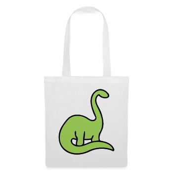 Lime Dino Silhouette auf Schwarz - Stoffbeutel - Weiß - Vorne