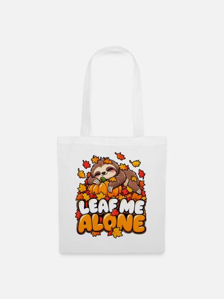 Leaf Me Alone – Herbst-Faultier - Stoffbeutel - Weiß